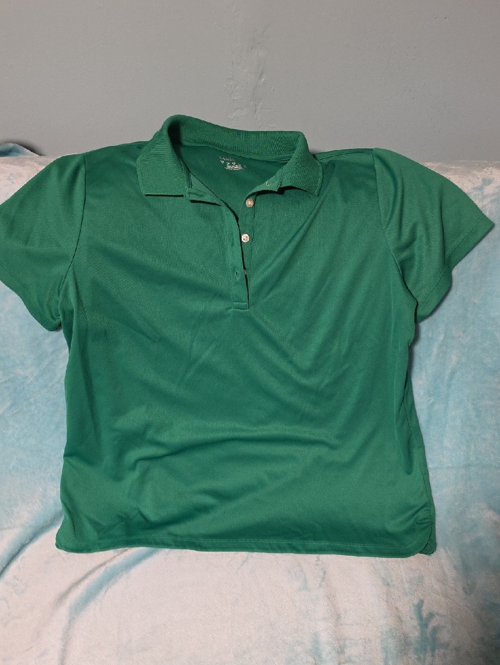 Lands' End Women's Green Short-Sleeve Polo Shirt